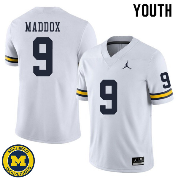 Youth Michigan Wolverines #9 Andy Maddox White Football Jersey